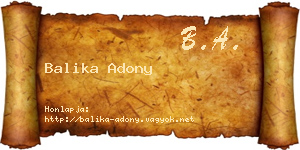 Balika Adony névjegykártya